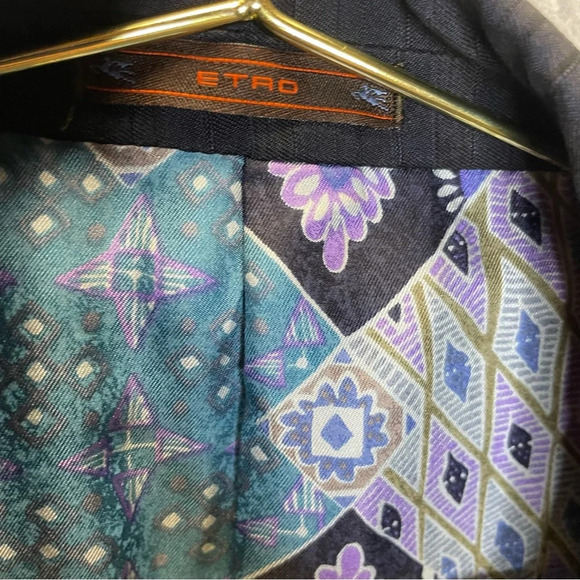 Etro Milano Purple Stripe Tessuto One Button Blazer Suit Jacket - Picture 5 of 9